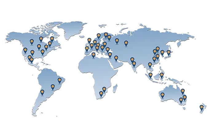 World map showing the locations of 3D-Tool customers.