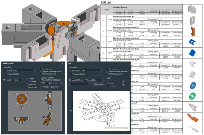 The 3D-Tool tools 'Create Image', 'Print' and 'Report'