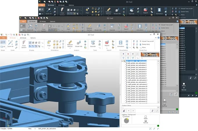 Screenshots of the intuitive user interface of the 3D-Tool CAD viewer.